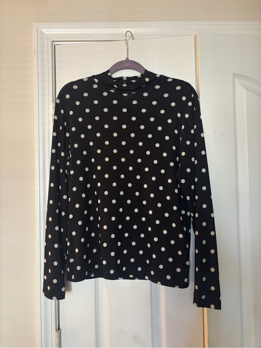 a new day Black Long Sleeve Polka Dot Top